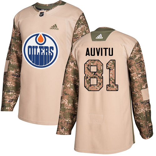 Dětské NHL Edmonton Oilers dresy 81 Yohann Auvitu Authentic Camo Adidas Veterans Day Practice