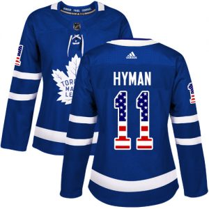 Dámské NHL Toronto Maple Leafs dresy 11 Zach Hyman Authentic královská modrá Adidas USA Flag Fashion