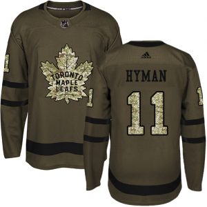 Dětské NHL Toronto Maple Leafs dresy 11 Zach Hyman Authentic Zelená Adidas Salute to Service