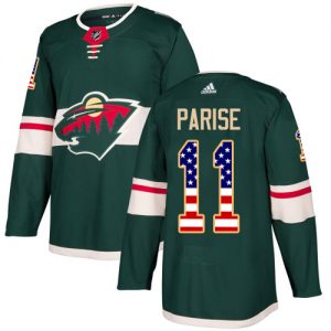 Pánské NHL Minnesota Wild dresy 11 Zach Parise Authentic Zelená Adidas USA Flag Fashion