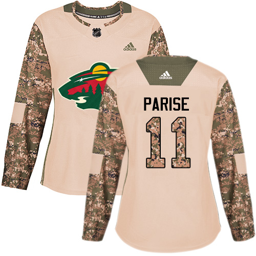 Dámské NHL Minnesota Wild dresy 11 Zach Parise Authentic Camo Adidas Veterans Day Practice