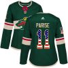 Dámské NHL Minnesota Wild dresy 11 Zach Parise Authentic Zelená Adidas USA Flag Fashion