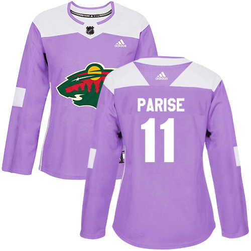 Dámské NHL Minnesota Wild dresy 11 Zach Parise Authentic Nachový Adidas Fights Cancer Practice