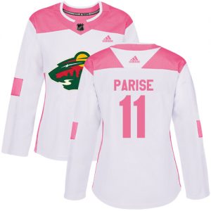 Dámské NHL Minnesota Wild dresy 11 Zach Parise Authentic Bílý Růžový Adidas Fashion