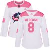 Dámské NHL Columbus Blue Jackets dresy 8 Zach Werenski Authentic Bílý Růžový Adidas Fashion