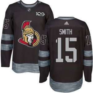 Pánské NHL Ottawa Senators dresy 15 Zack Smith Authentic Černá Adidas 1917 2017 100th Anniversary