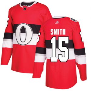 Pánské NHL Ottawa Senators dresy 15 Zack Smith Authentic Červené Adidas 2017 100 Classic