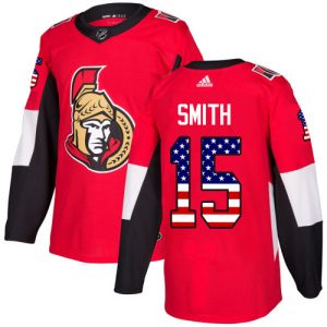 Pánské NHL Ottawa Senators dresy 15 Zack Smith Authentic Červené Adidas USA Flag Fashion