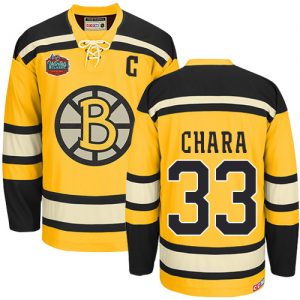 Pánské NHL Boston Bruins dresy Zdeno Chara 33 Authentic Throwback Zlato CCM Winter Classic