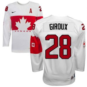 Olympic Claude Giroux Authentic Bílý  Team Canada dresy 28 Domácí 2014 hokejové dresy