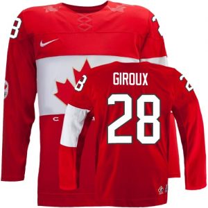 Olympic Claude Giroux Authentic Červené  Team Canada dresy 28 Venkovní 2014 hokejové dresy