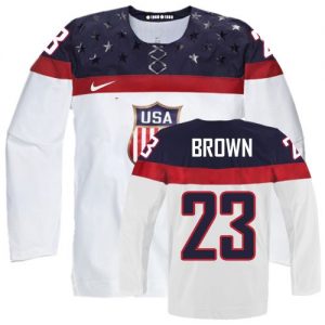 Olympic Dustin Brown Authentic Bílý  Team USA dresy 23 Domácí 2014 hokejové dresy