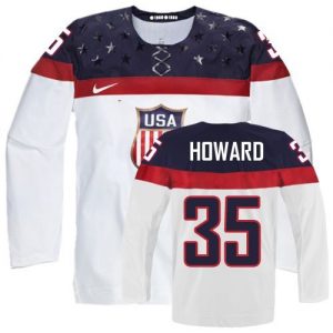 Olympic Jimmy Howard Authentic Bílý  Team USA dresy 35 Domácí 2014 hokejové dresy