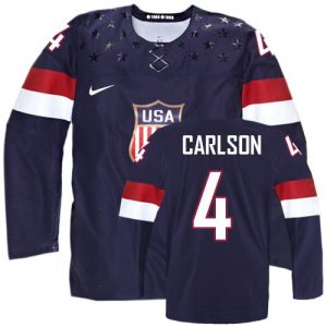 Olympic John Carlson Authentic Námořnická modrá  Team USA dresy 4 Venkovní 2014 hokejové dresy