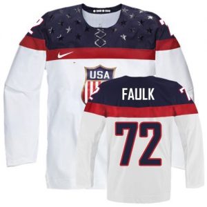 Olympic Justin Faulk Authentic Bílý  Team USA dresy 72 Domácí 2014 hokejové dresy