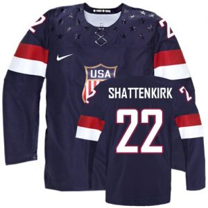 Olympic Kevin Shattenkirk Authentic Námořnická modrá  Team USA dresy 22 Venkovní 2014 hokejové dresy