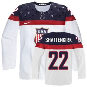 Olympic Kevin Shattenkirk Authentic Bílý  Team USA dresy 22 Domácí 2014 hokejové dresy