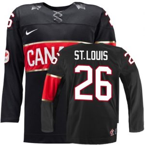 Olympic Martin St. Louis Authentic Černá  Team Canada dresy 26 Alternativní 2014 hokejové dresy