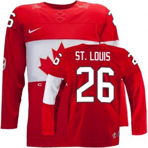 Olympic Martin St. Louis Authentic Červené  Team Canada dresy 26 Venkovní 2014 hokejové dresy