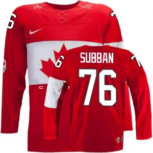 Olympic P.K Subban Authentic Červené  Team Canada dresy 76 Venkovní 2014 hokejové dresy