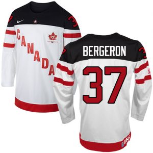 Olympic Patrice Bergeron Authentic Bílý  Team Canada dresy 37 100th Anniversary