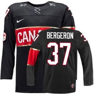 Olympic Patrice Bergeron Authentic Černá  Team Canada dresy 37 Alternativní 2014 hokejové dresy