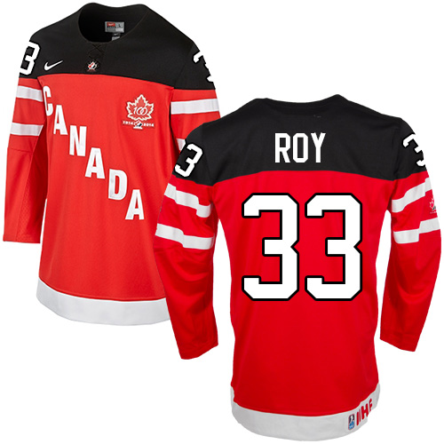 Olympic Patrick Roy Authentic Červené  Team Canada dresy 33 100th Anniversary