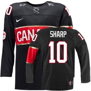 Olympic Patrick Sharp Authentic Černá  Team Canada dresy 10 Alternativní 2014 hokejové dresy