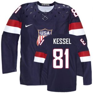 Olympic Phil Kessel Authentic Námořnická modrá  Team USA dresy 81 Venkovní 2014 hokejové dresy