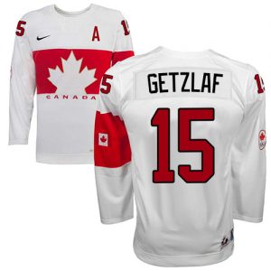 Olympic Ryan Getzlaf Authentic Bílý  Team Canada dresy 15 Domácí 2014 hokejové dresy