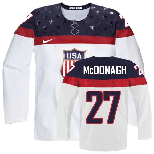 Olympic Ryan McDonagh Authentic Bílý  Team USA dresy 27 Domácí 2014 hokejové dresy