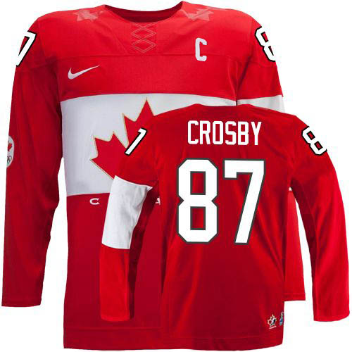 Olympic Sidney Crosby Authentic Červené  Team Canada dresy 87 Venkovní 2014 C Patch