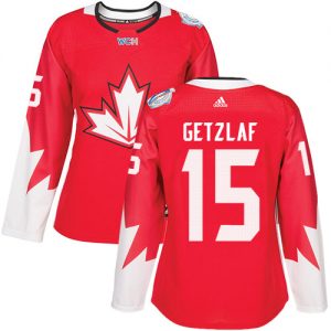 Adidas Team Canada dresy 15 Ryan Getzlaf Authentic Červené Venkovní 2016 World Cup hokejové dresy
