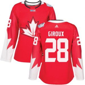 Adidas Team Canada dresy 28 Claude Giroux Authentic Červené Venkovní 2016 World Cup hokejové dresy