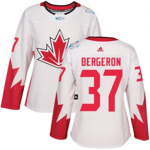 Adidas Team Canada dresy Patrice Bergeron 37 Authentic Bílý Domácí 2016 World Cup hokejové dresy