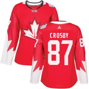 Adidas Team Canada dresy Sidney Crosby 87 Authentic Červené Venkovní 2016 World Cup hokejové dresy