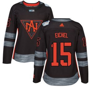 Adidas Team North America dresy Jack Eichel 15 Authentic Černá Venkovní 2016 World Cup hokejové dresy