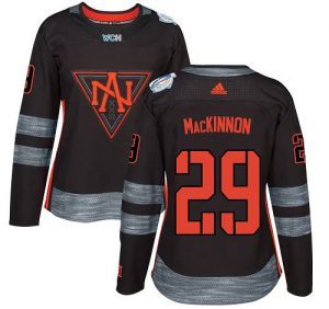 Adidas Team North America dresy 29 Nathan MacKinnon Authentic Černá Venkovní 2016 World Cup hokejové dresy