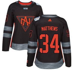 Adidas Team North America dresy 34 Auston Matthews Authentic Černá Venkovní 2016 World Cup hokejové dresy