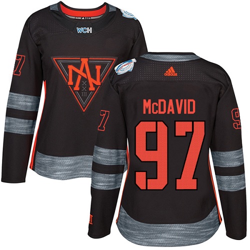 Adidas Team North America dresy 97 Connor McDavid Authentic Černá Venkovní 2016 World Cup hokejové dresy