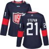 Adidas Team USA dresy 21 Derek Stepan Authentic Námořnická modrá Venkovní 2016 World Cup hokejové dresy