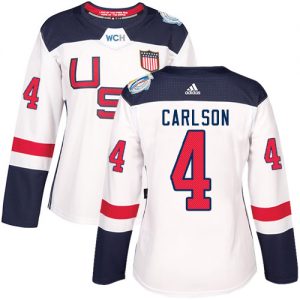 Adidas Team USA dresy 4 John Carlson Authentic Bílý Domácí 2016 World Cup hokejové dresy