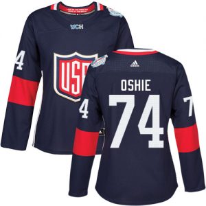 Adidas Team USA dresy 74 T. J. Oshie Authentic Námořnická modrá Venkovní 2016 World Cup hokejové dresy