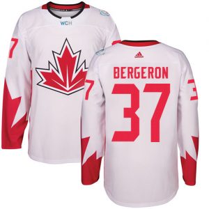 Dětské Adidas Team Canada dresy Patrice Bergeron 37 Authentic Bílý Domácí 2016 World Cup hokejové dresy
