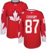 Dětské Adidas Team Canada dresy Sidney Crosby 87 Authentic Červené Venkovní 2016 World Cup hokejové dresy