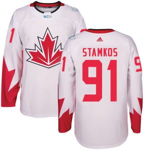 Dětské Adidas Team Canada dresy 91 Steven Stamkos Authentic Bílý Domácí 2016 World Cup hokejové dresy