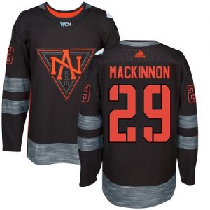 Dětské Adidas Team North America dresy 29 Nathan MacKinnon Authentic Černá Venkovní 2016 World Cup of hokejové dresy