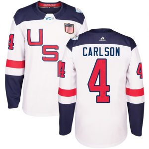 Dětské Adidas Team USA dresy 4 John Carlson Authentic Bílý Domácí 2016 World Cup hokejové dresy