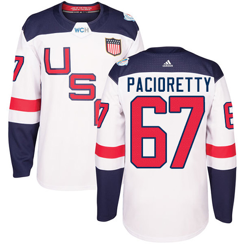 Dětské Adidas Team USA dresy 67 Max Pacioretty Authentic Bílý Domácí 2016 World Cup hokejové dresy
