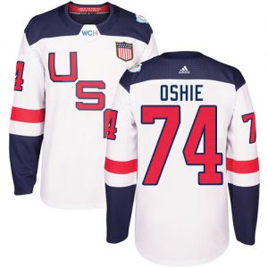 Dětské Adidas Team USA dresy 74 T. J. Oshie Authentic Bílý Domácí 2016 World Cup hokejové dresy